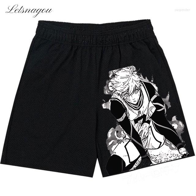 

Men's Shorts Anime Blue Lock Printed Fashion Street Gym Men Loose Casual Daily Workout Jogging Fitness Summer Beach, Black2