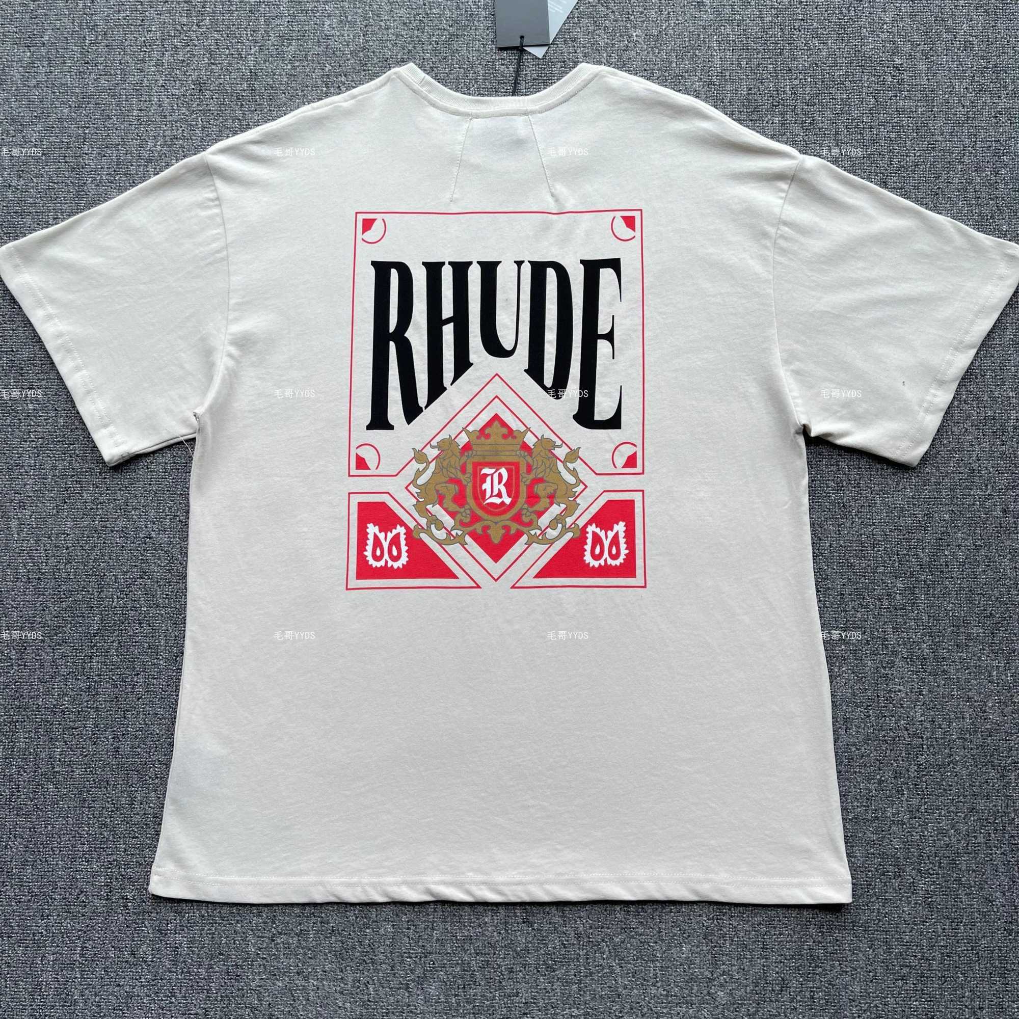 

Designer Fashion Clothing Tees TShirts Rhude Vintage Card Tee Card Poker Print Team Logo Short Sleeve T-shirtTops Streetwear Hip hop Sportswear wholesale, Bai hong