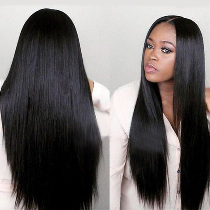 

WoodFestival long straight women wig carve hairstyle blonde heat resistant synthetic wigs black natural fiber hair, Dark brown