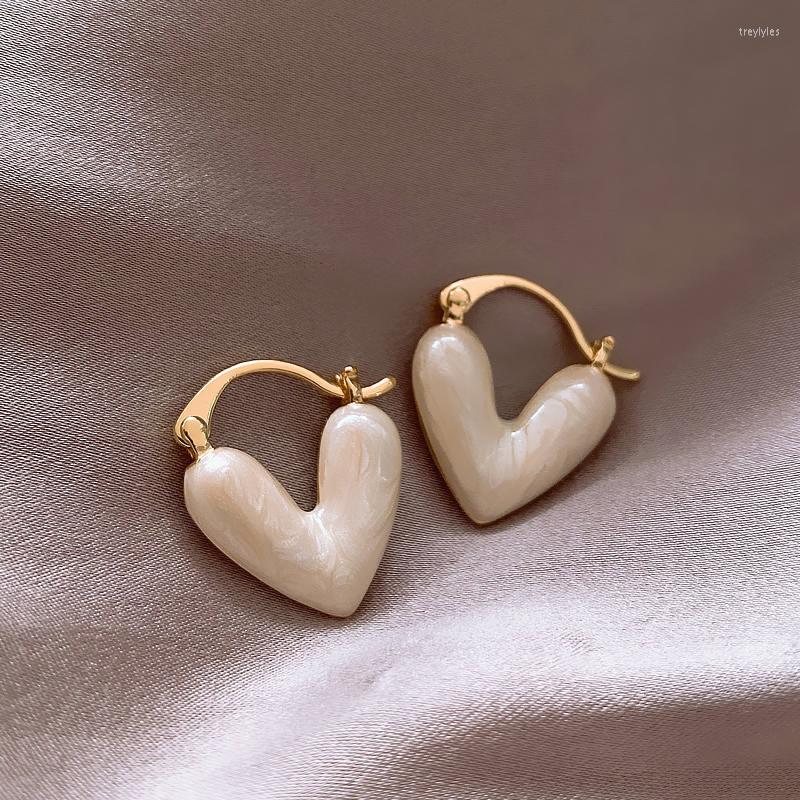 

Stud Earrings 2023 Korean Light Luxury White Oil Dropping Love For Women Fashion Elegant Metal Jewelry Gifts