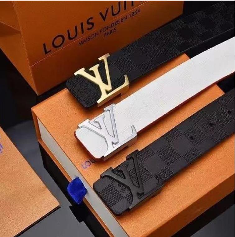 

P4 Men's designer louis vuitton lv belt women's men's casual letter embossing V gold and silver buckle belt length gucci ysl size 90-125cm 15 Style ysl gucci guccie, Pink