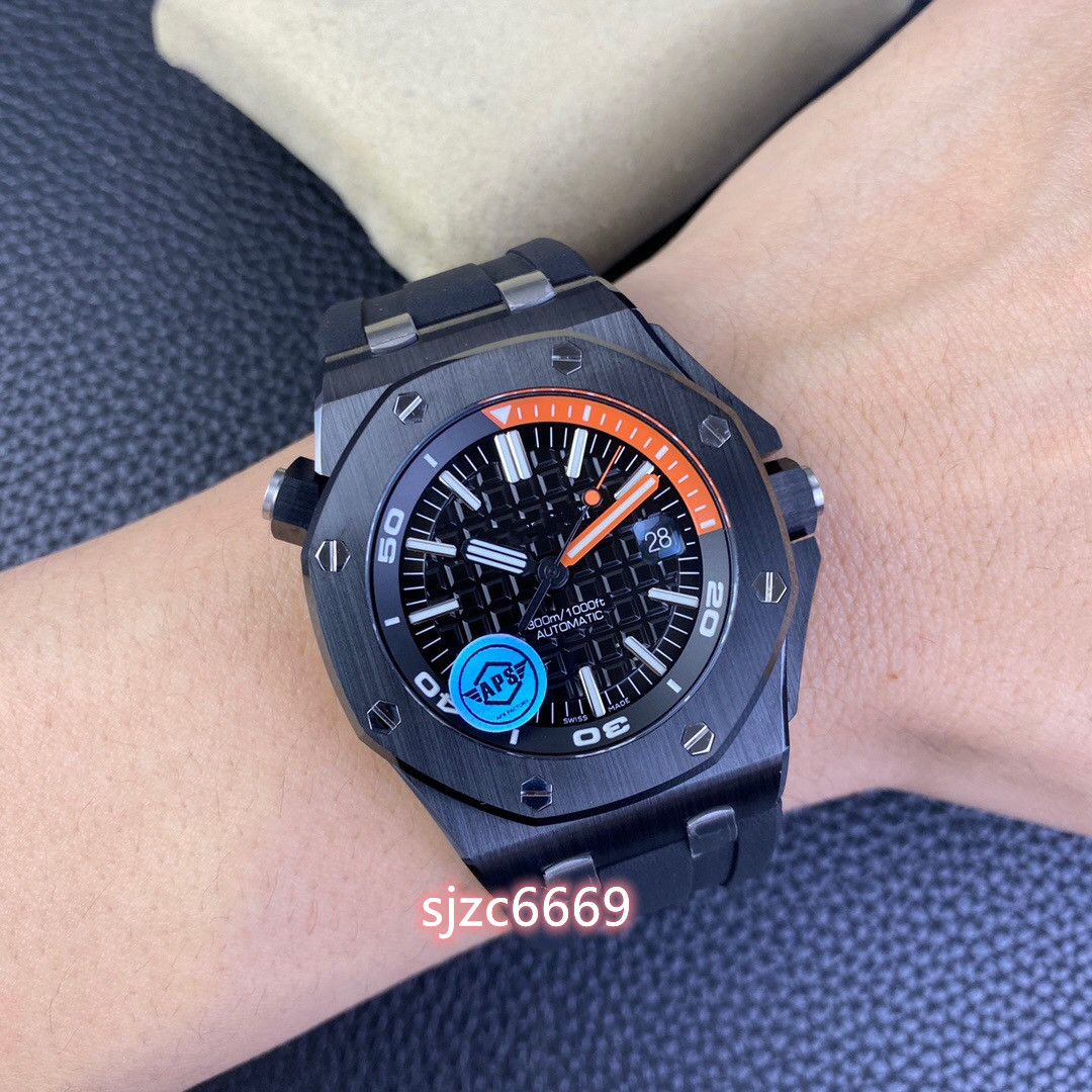 

APSF 15707CE Watch diameter 42mm thick 14mm with 3120 integrated movement ceramic case Sapphire mirror natural rubber strap daily water proofing, As shown