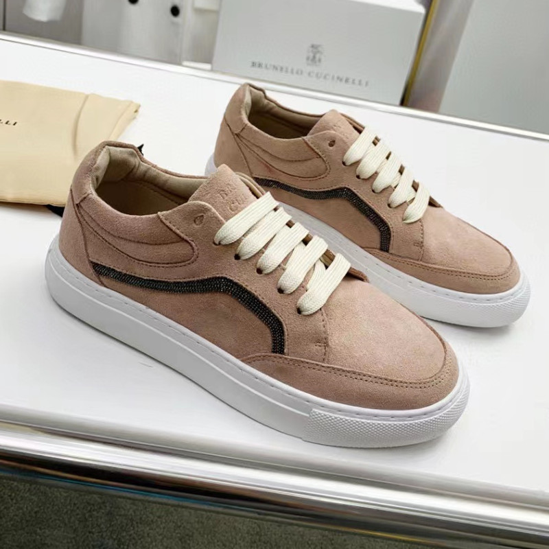 Cucinelli Fashion Ladies Brunello Shoes Thick Bottom Lace Up Casual Shoes Mixed Color Outdoor Spring And Fall Canvas Shoes Luxury Brand Sneakers Spo