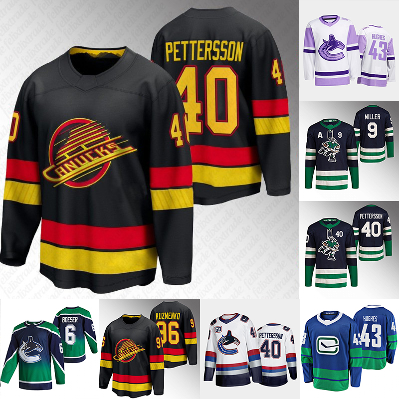 

Vancouver Canucks 2023 Flying Skate Retro Third jersey Elias Pettersson Bo Horvat Thatcher Demko Brock Boeser J.T. Miller Andrei Kuzmenko Quinn Hughes Ethan Bear, Women's s-xxl blue