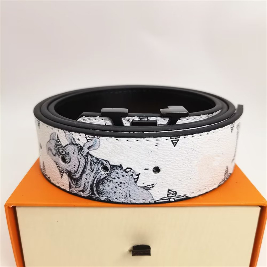 

Fashion Luxury Belts Plaid Flower Striped Leather Belt Designer Men's And Women's High-quality Belt 3.8CM, Picture