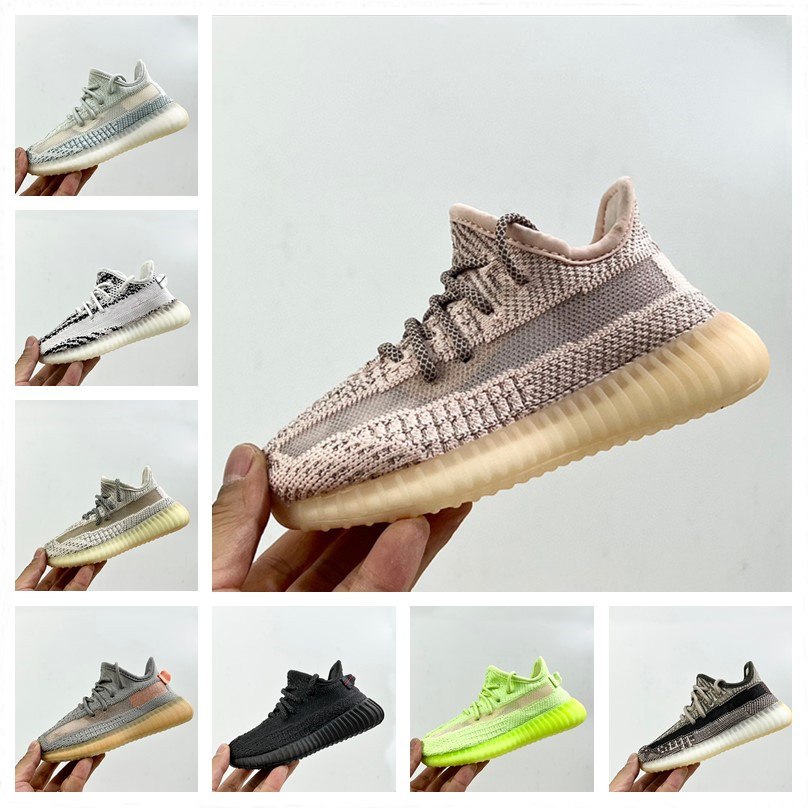 

2023 Kids Running Shoes Boys Girls Children V2 Sneakers Kid Trainer Designer Sneaker Toddler Youth Outdoor Sport Shoe Dazzling Blue Black Reflective Size 24-35, Without box