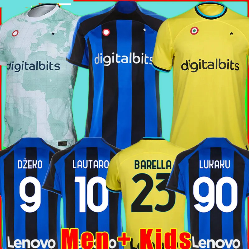 

23 LAUTARO Soccer Jersey LUKAKU Maillots De Football INTErS Men aC MilaNs Kids Kit Shirt MILAns Uniforms Maillot, Home