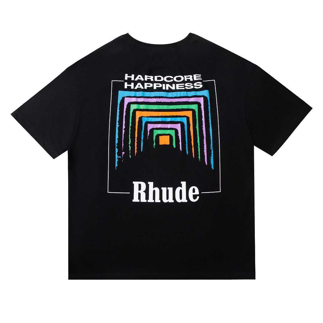 

Designer Fashion Clothing Tees TShirts Premium Couple Dress Small Trend Brand Rhude Summer New Tunnel High Street Loose Round Neck T-shirt Tops Streetwear Hip hop, Apricot red
