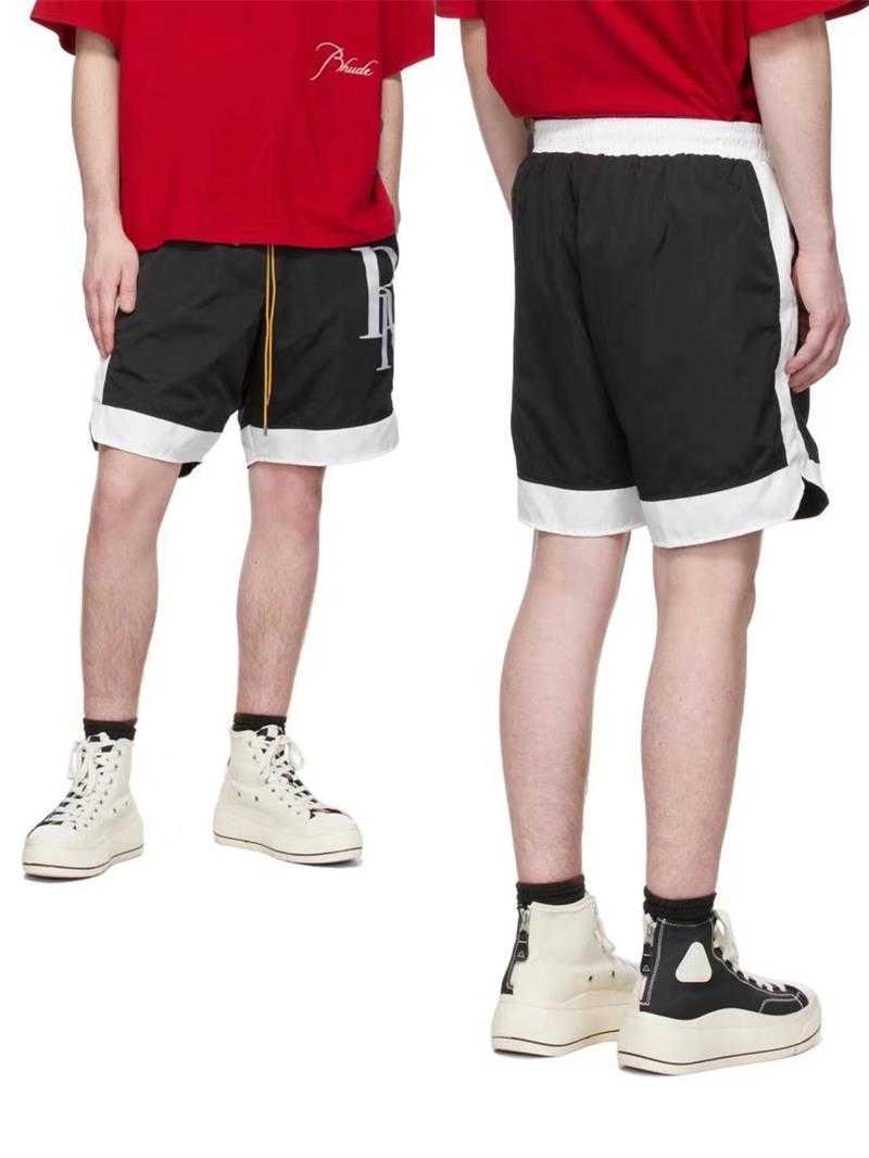 

Designer Clothing short casual Rhude New Color Matching Shorts Summer Unisex Boxer Shorts Border Color Matching Casual Shorts Couples Joggers Sportswear Loose, Black