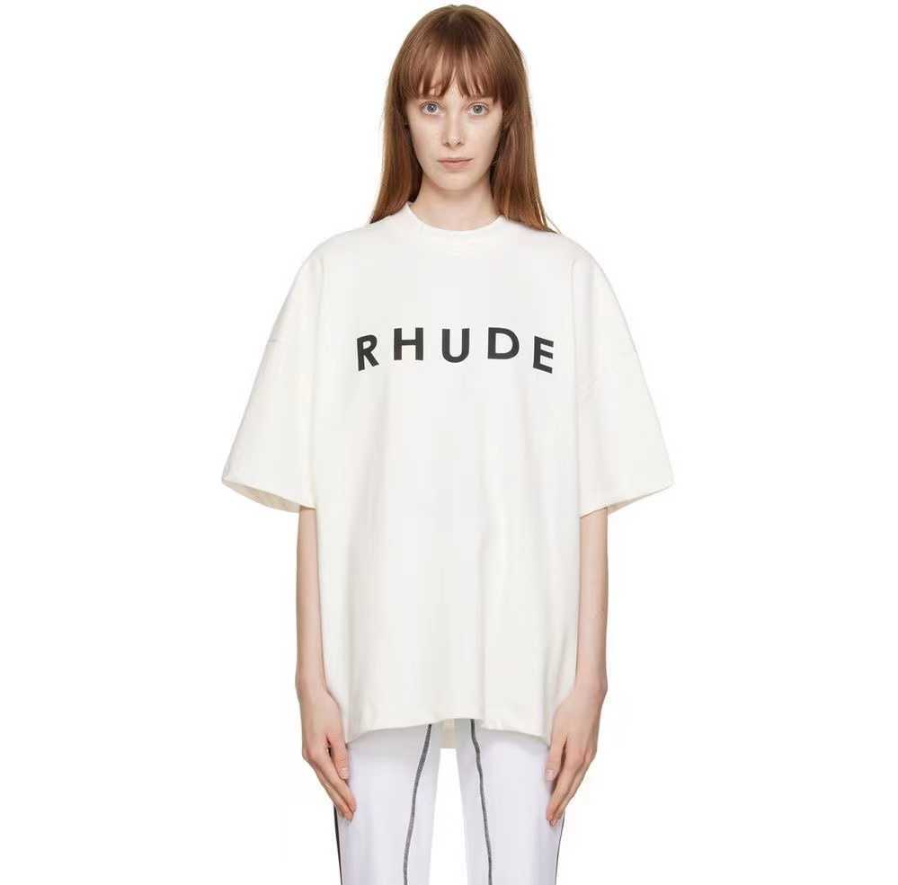 

Designer Fashion Clothing Tees TShirts Wide Rhude Minimalist Slogan Printed Loose High Street Men Women's Trendy T-shirtTops Streetwear Hip hop Sportswear, White