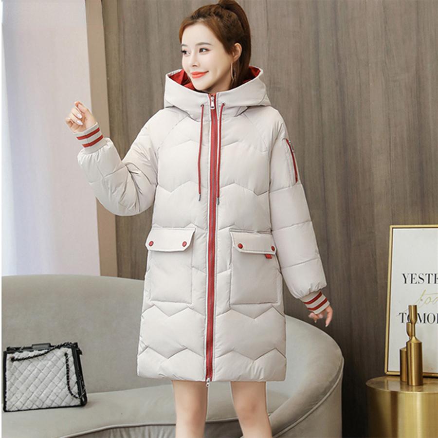 

Leather Oversized 4XL Hooded Midlength Cotton Padded Coat Women Loose Warm Thicken Parka Fluffy Overcoat Snow Wear Korean Solid Outwear, Rust red