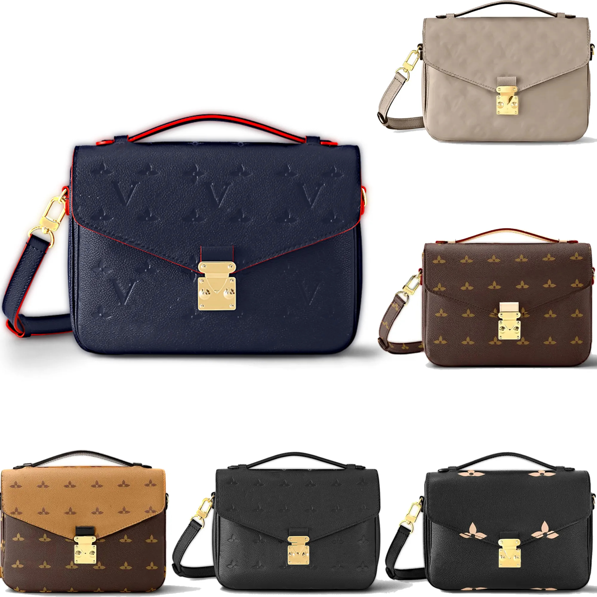 miroir qualité designer femmes hommes sacs de messager noir gaufré sac à main en cuir sac à bandoulière Pochette metisr baguette enveloppe sacs é