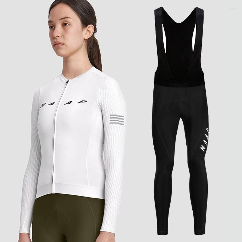 

Racing Sets MAAP Womens Spring Cycling Jersey Set Maillot Ropa Ciclismo Bicycle Bike Clothes Uniform Long Sleeve Suit Autumn Breathable, Set 2