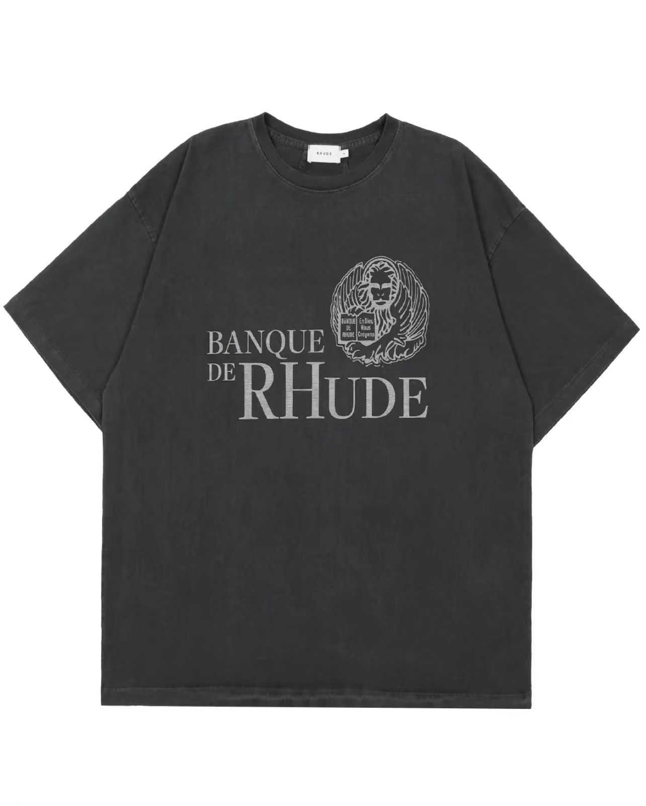 

Designer Fashion Clothing Tees TShirts Rhude Anesthesia Short Sleeve Bank Co Branded Niche Men Women Trendy T-shirtTops Streetwear Hip hop Sportswear, Black
