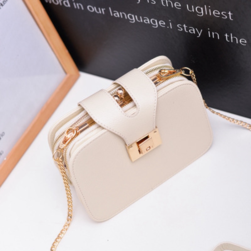 

Fashion Genuine Leather Shoulder Bag with Flap Solid Color Leather Bags for Women's Handbag Purses With Chain, Black lam gold chain around