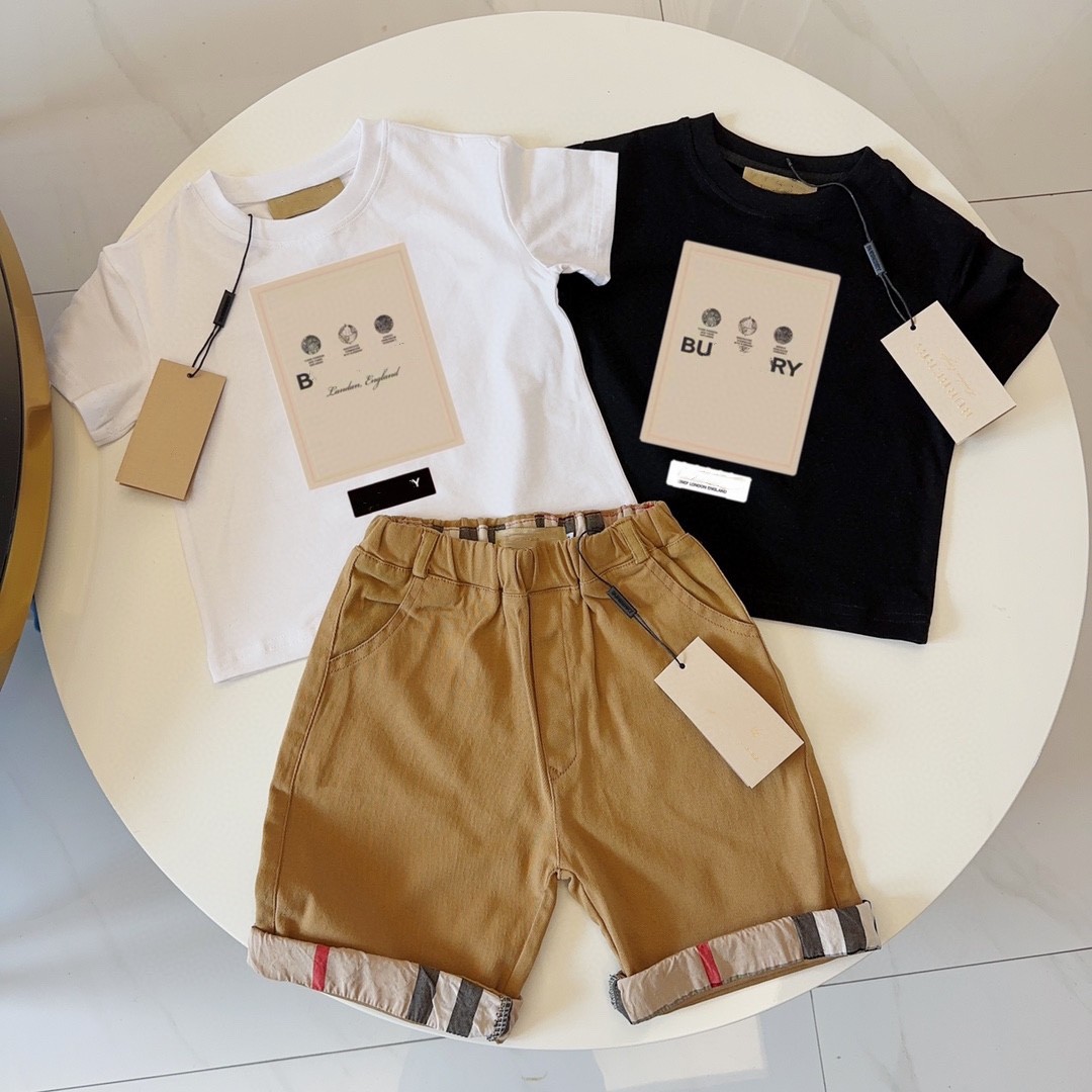 

baby clothes Kid designer t shirt kids sets summer boy girl Short sleeve luxury brand letters toddler clothe, Black