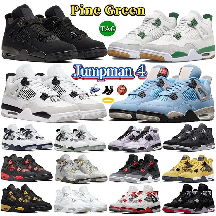 

designer sneakers basketball shoes air Jorden 4 jumpman 4s jordans4 Platform Shoes trainers black cat 4s retro military black pine green topshoesfactory, Color # 16