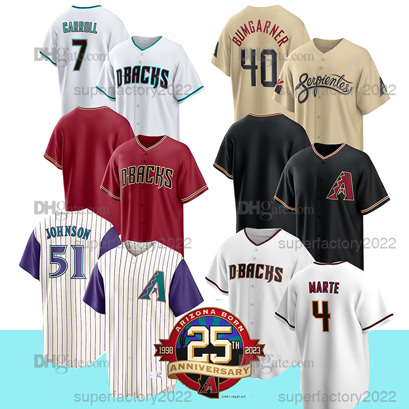 

Arizona Seth Beer Diamondbacks 25th anniversary Jersey Corbin Carroll Alek Thomas Madison Bumgarner Ketel Marte Josh Rojas Randy Johnson Luis Gonzalez, White youth s-xl