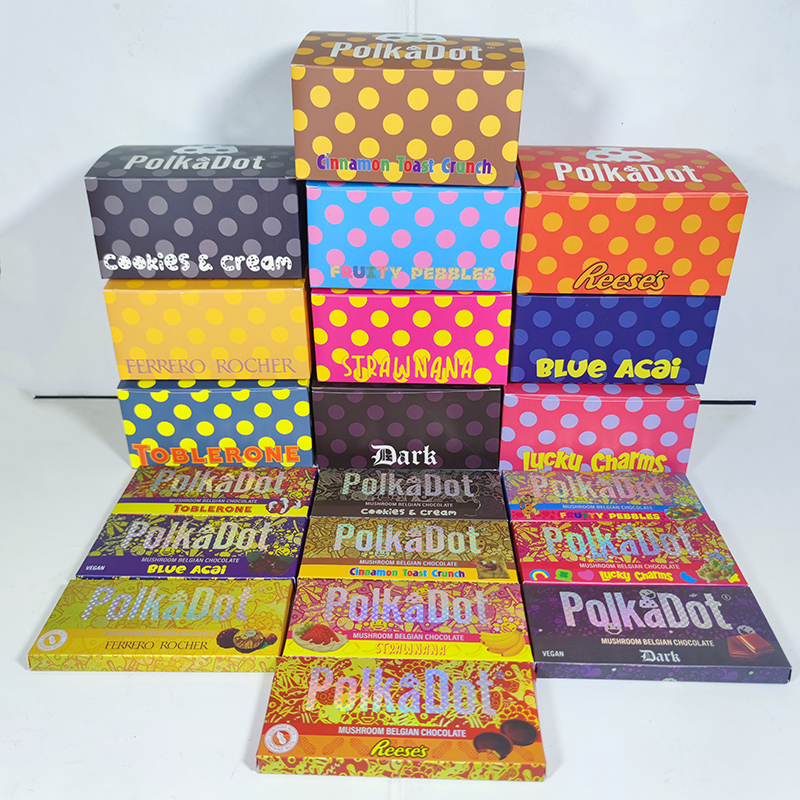 

Newest Polkadot Chocolate Bar Box Magic Mushrooms 4G POLKA DOT Chocolate Bars Lucky Charms Dank Berries & cream Packaging Packing Boxes