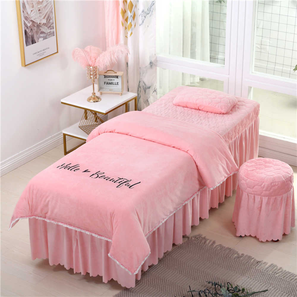 

4pcs Beautiful Beauty Salon Bedding Sets Massage Spa Use Coral Velvet Embroidery Duvet Cover Bed Skirt Quilt Sheet Custom #sv9oc9zc21bwp, Purple