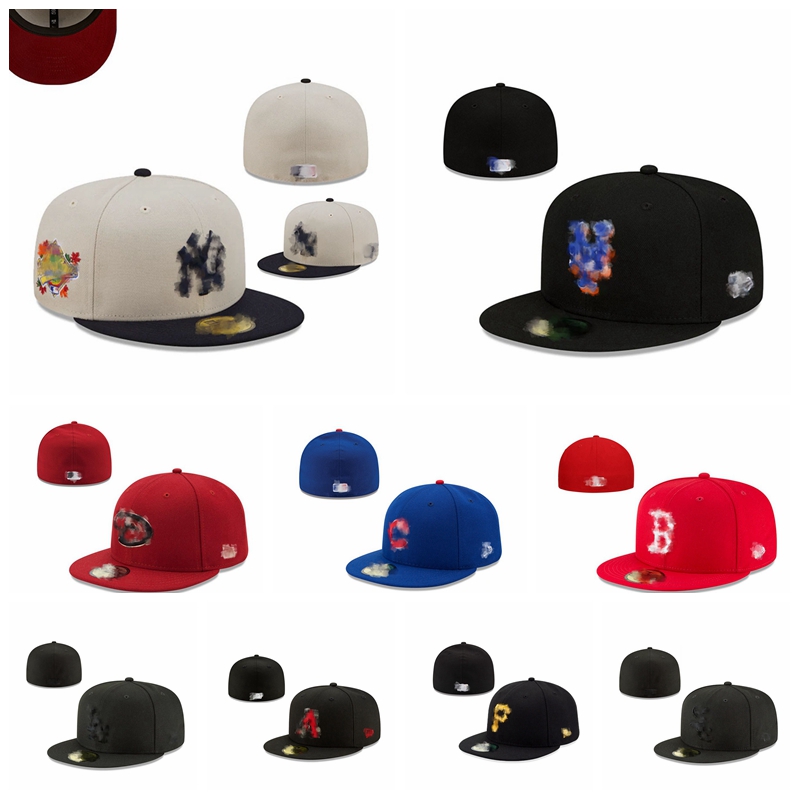 

2023 Men's Baseball Fitted Hats Classic Black Color Hip Hop Chicago Sport Full Closed Design Caps Chapeau 05 Stitch Heart Love Hustle Flowers size 7-8, #3