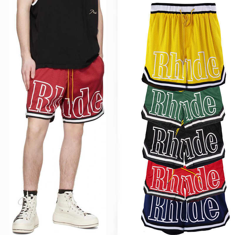 

Designer Clothing Short Casual 23 New Rhude Shorts with Mesh Pattern High Street Loose Fitting Sports Beach Trendy Brand Running Fitness, Black