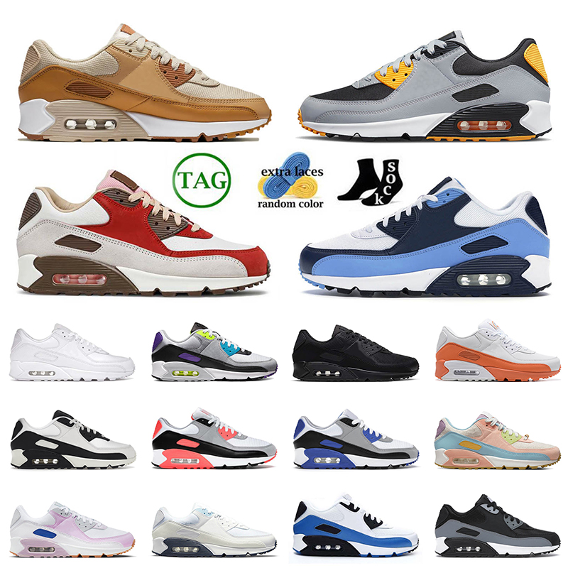 

90 Sports Running Shoes For Men Women 90s Sneakers Caramel Batman Bacon Unc Triple White Black Leather What The Phantom Coconut Milk Trainers Outdoor Jogging EUR 36-46, 23