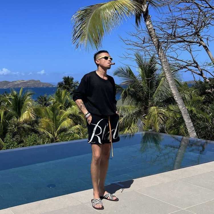 

Designer Clothing short casual Rhude Shorts American High Street Trendy Label Letter Large Jacquard Loose Drawstring Knit Capris men women Fog Joggers Sportswear, Blue