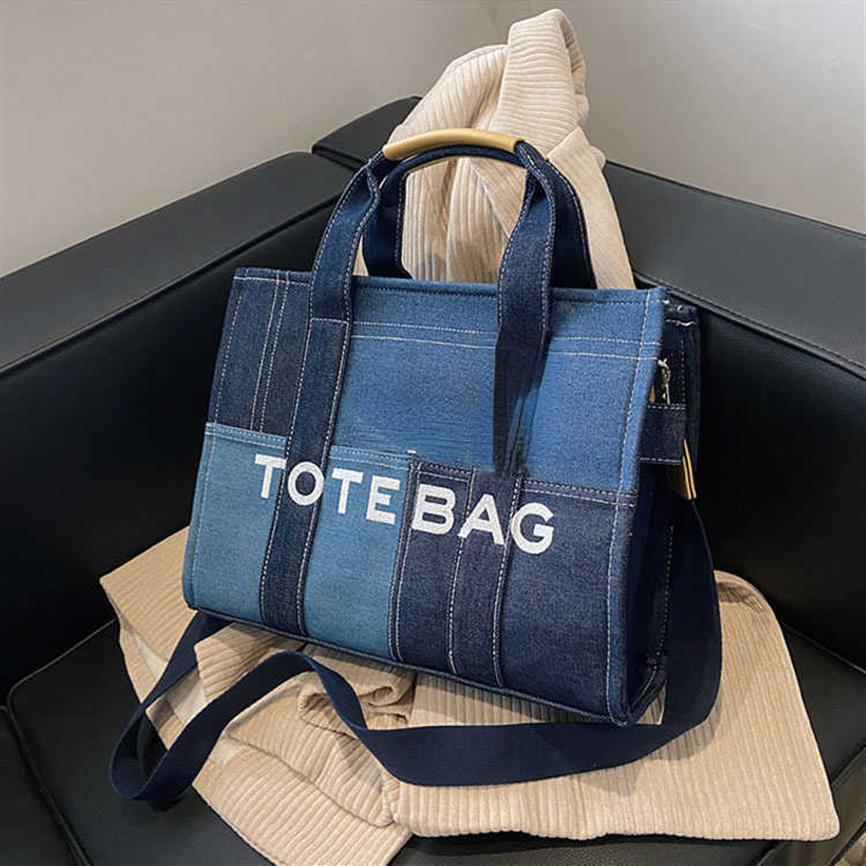 

Shopping Bags marc Totes Shoulder Bags handBags Denim Tote Bag Designer Women Handbags Luxury Shoulder Crossbody Bags Casaul handb239T, Blue--27cm