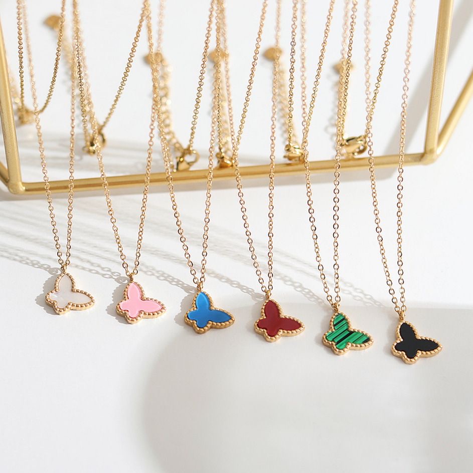 

Butterfly Pendant Necklace Waterproof Elegant Girlfriends Gift Necklaces Wedding for Woman Jewelry Top Quality 18 Color