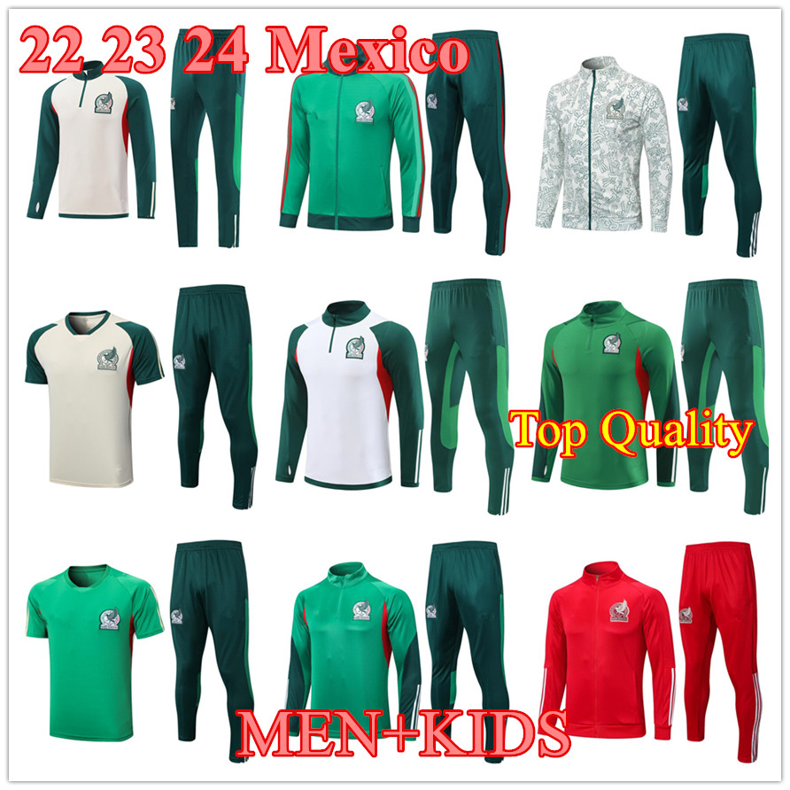 

2023 Mexico Tracksuits Soccer Jerseys training suit RAUL CHICHARITO LOZANO DOS SANTOS football sportswear men and kids kit jacket half zip survetement Top quality, 23 24