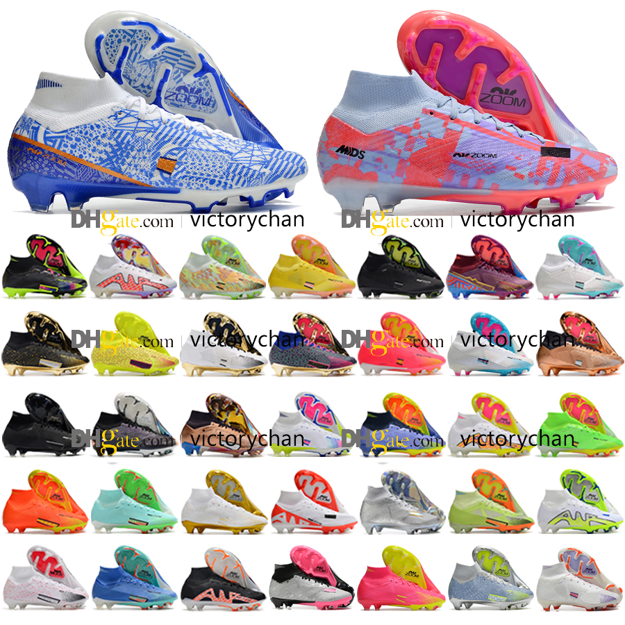 

Gift Bag Football Boots Mercurial Superfly 9 Elite FG ACC Soccer Cleats High Ankle Soft Leather Comfortable Trainers Mens Mbappe CR7 Ronaldo Football Shoes US 6.5-12