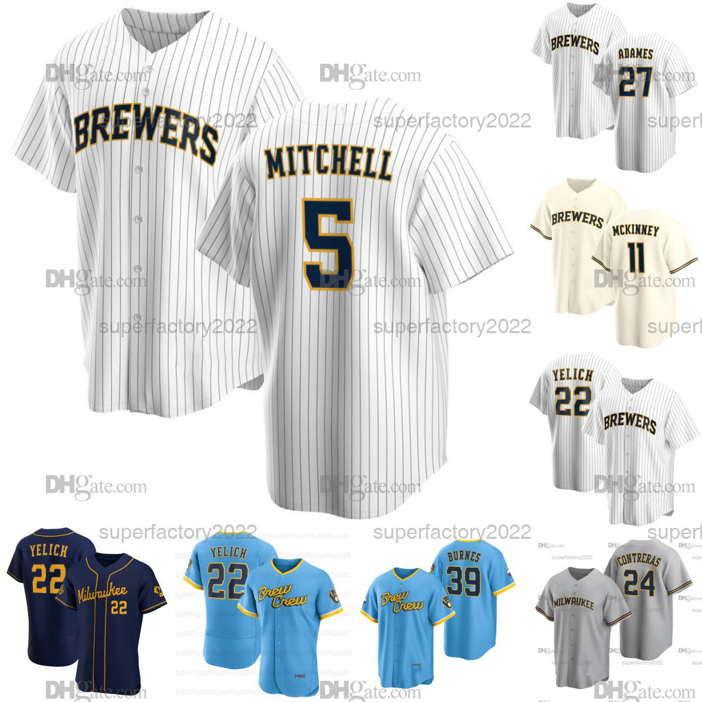 

Garrett Mitchell Brewers Jersey Milwaukee Christian Yelich Brice Turang Willy Adames Mike Brosseau William Contreras Victor Caratini Corbin Burnes Williams, Flexbase men s-xxxl