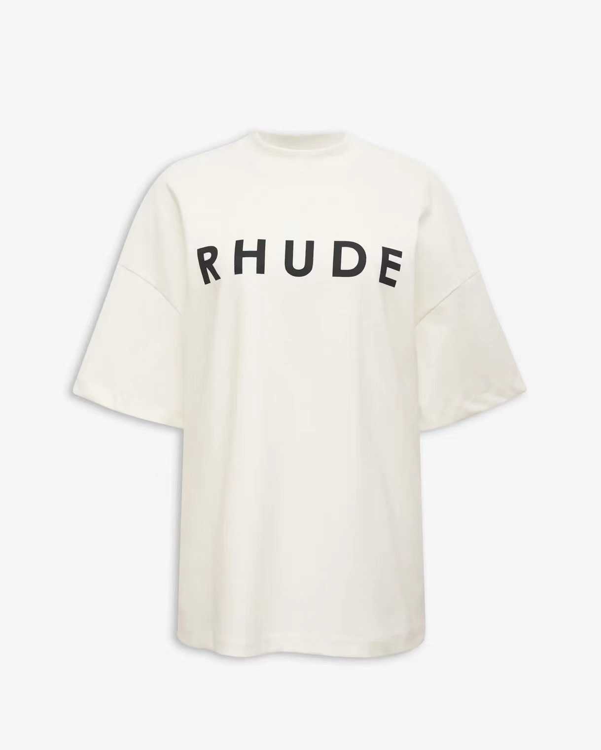 

Designer Fashion Clothing Tees TShirts Rhude Simple Slogan Print Loose Short Sleeve T-shirt White Summer Men's Round Neck Pure Cotton Large Tops Streetwear Hip hop