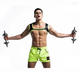 Yoga Outfit Mens Gym Bodybuilding Tank Tops Dumbbells Rubber Elasticity Sports Fitness Corset Men`s Chest Vest And Shorts