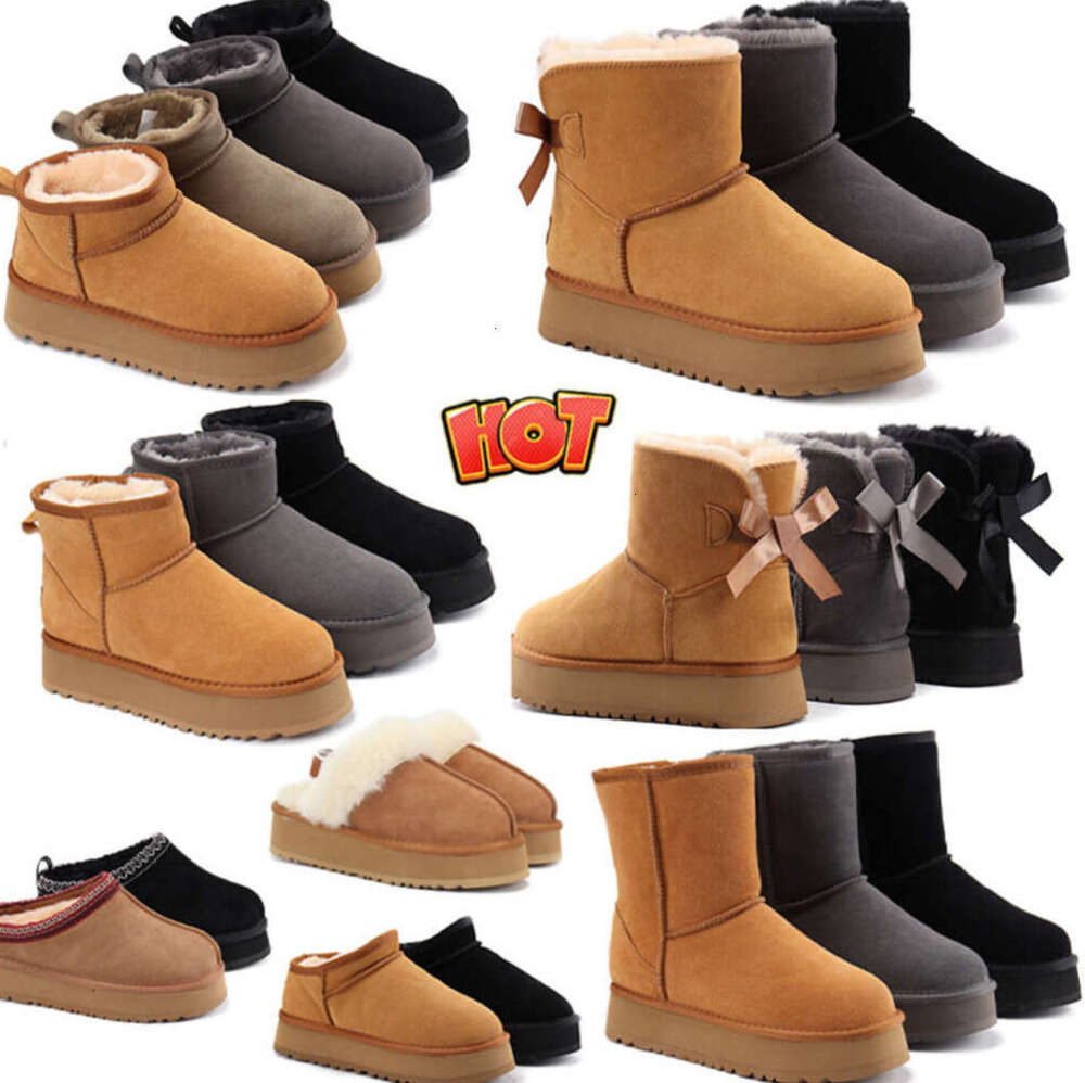 8A glie-15 boots fluffy snow Tasman Boots mini women winter australia platform ug boot slipper ankle wool shoes sheepskin real leather classic de-image-922435757
