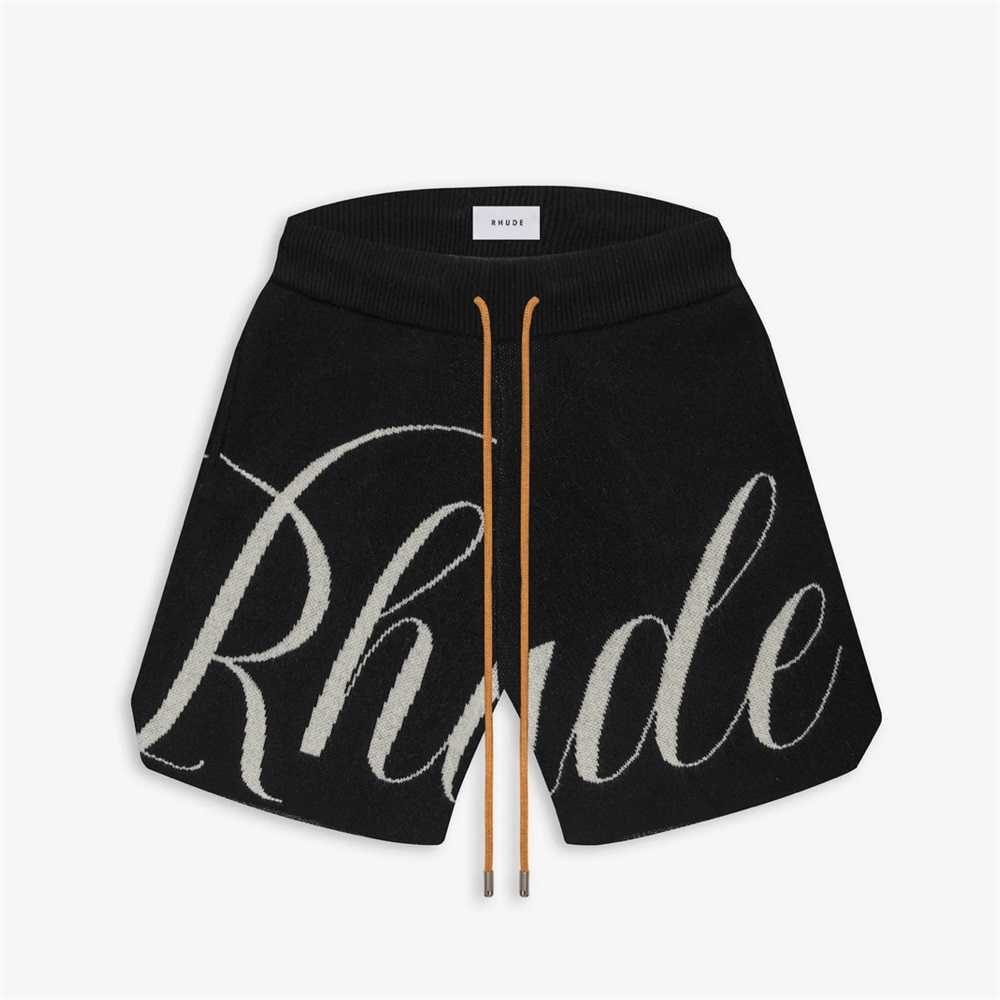 

Designer Clothing short casual Rhude Letter Jacquard Drawstring Knitted Woolen High Street Shorts Men's Women's Loose Casual Capris Couples Joggers Sportswear, Black
