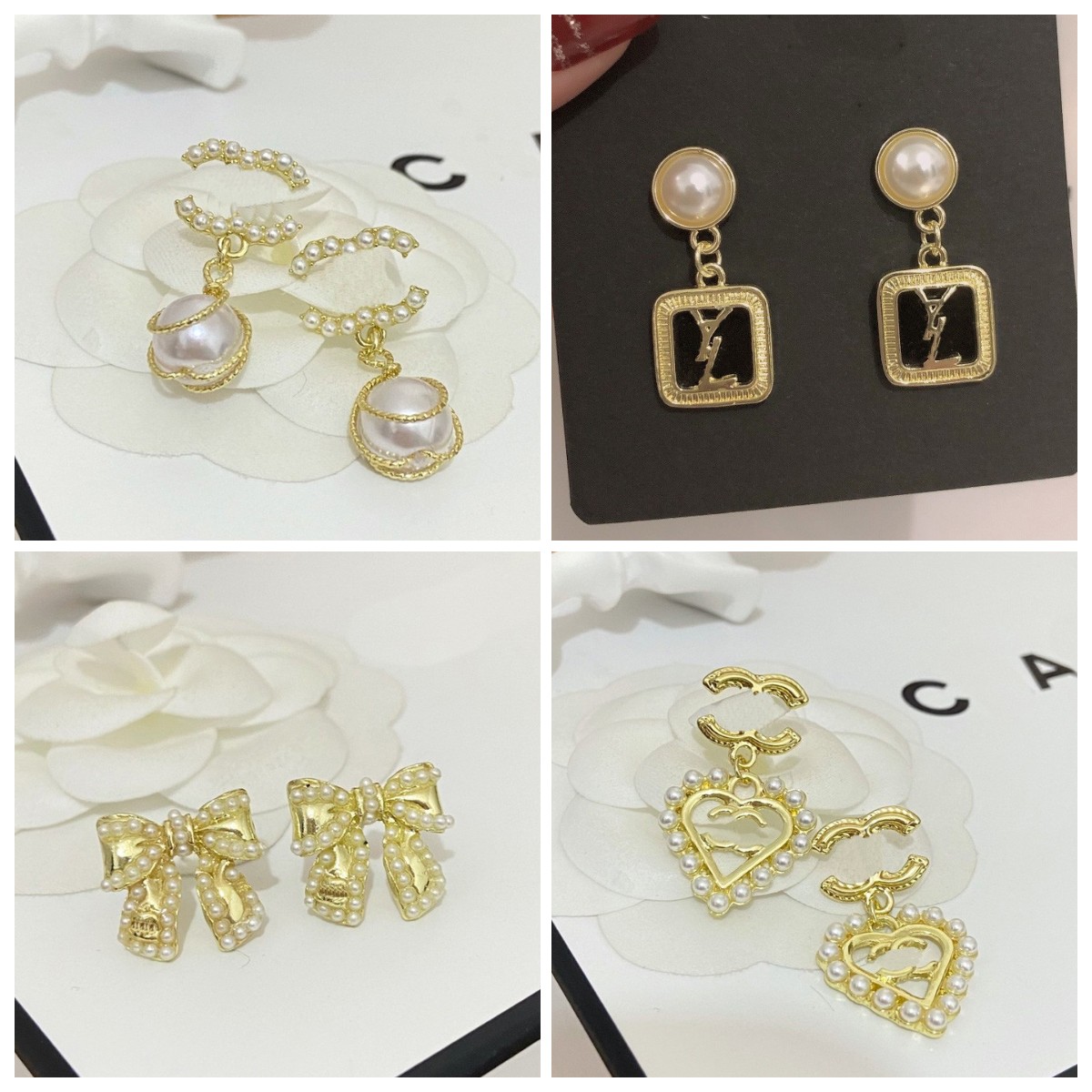 

18K Gold Earrings Pearl Diamond Dangle Earrings Luxury Design Jewelry for Women 2023 New Earrings Family Wedding Party Gifts Stud Earrings Wholesale