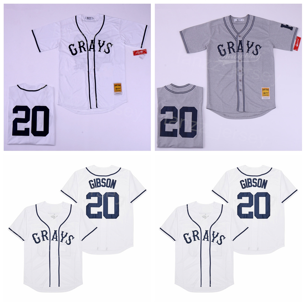 

Baseball Moive Grays Negro Jersey 20 Josh Gibson Homestead National League Team White Grey Breathable All Stitched Pure Cotton Cool Base Cooperstown College Man