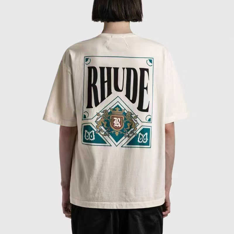 

Designer Fashion Clothing Tees TShirts Trend Brand Playing Card Print Simple Versatile High Street American Style Casual Loose T-shirt Men Women wholesale, White