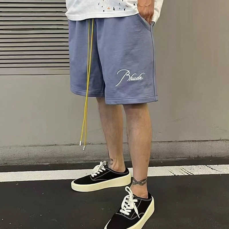

Designer Clothing short casual Rhude Trend Brand Embroidery Letter Style Summer Drawstring Loose Trendy Sports Pants Shorts Men Couples Joggers Sportswear, Blue