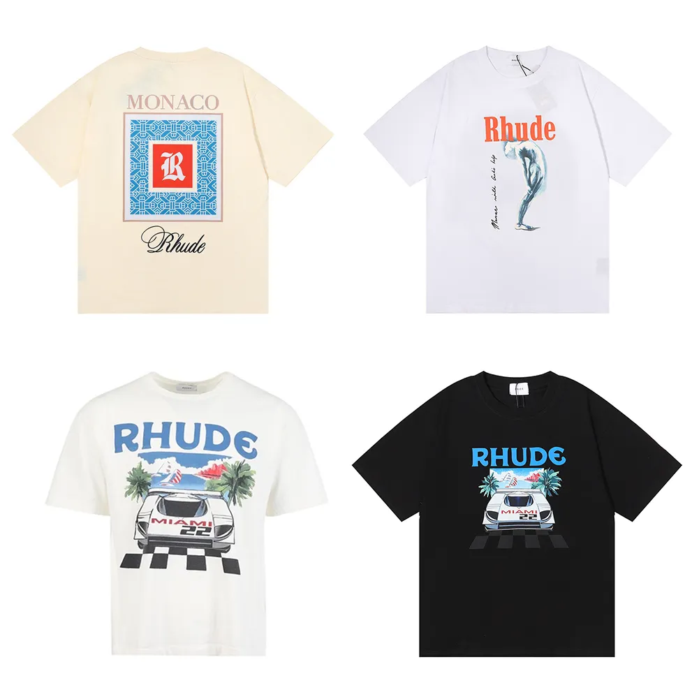 

NEW Mens Designer Rhude T shirt Printed Fashion man T-shirts Top Quality TShirts Casual Short Sleeve Luxury Hip Hop US SIZE S-XXL fbf, 18