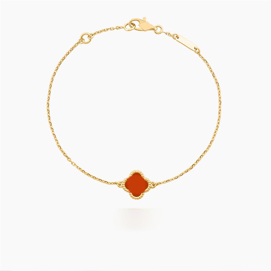 

bracelet Four Leaf Clover Charm Bracelets Bangle Chain 18K Gold Agate Shell Mother of Pearl for Wedding Mother Jewelry Women gifts277P