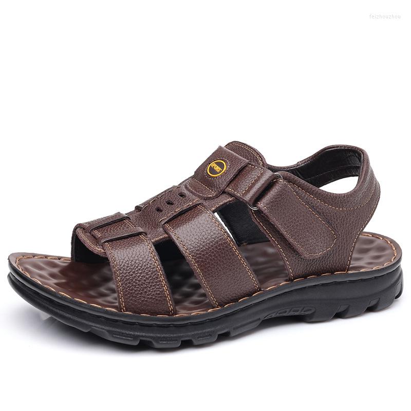 

Sandals 2023 Men's Sewn Outwear Summer Open Toe Shoes Soft Roman Comfortable Outdoor Beach Walking, Black