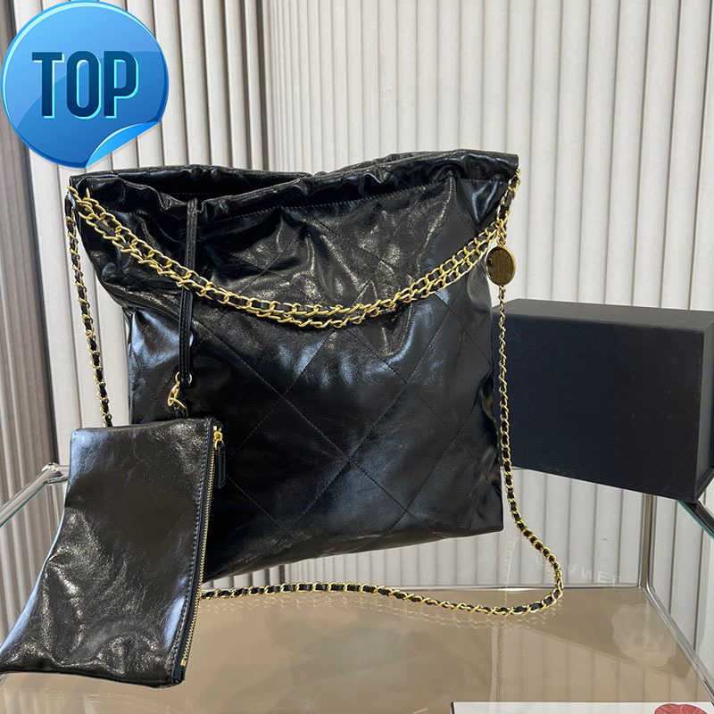 

Shoulder Bags Channel 22 Grand Shopping Tote Travel Designer Woman Sling Body Most Expensive Handbag with Gold Chain Gabrielle QuiltedE, Black+silver chain & letters