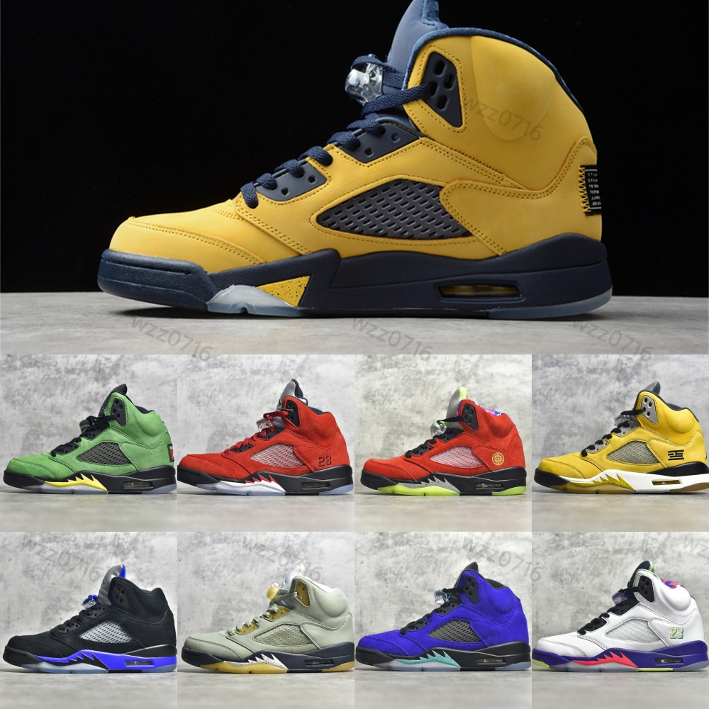 

5s UNC Basketball Shoes Jumpman 5 Mens Racer Blue Fire Red Dark Concord Safety Orange Green Bean Bluebird Raging Bull Red Black Metallic White Cement Sail Sneakers
