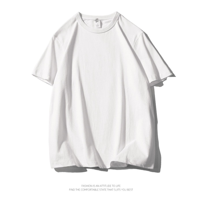 

American style 300g heavy short-sleeved t-shirt men's summer solid color thick cityboy cotton three-needle bottoming shirt, Beige