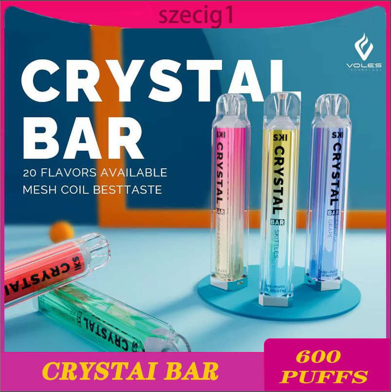 

Original Crystal BAR 600 puffs 600 Disposable E Cigarettes 500mAh Battery 2% Capacity 2.6ml With 600 Puffs Extra Vape Pen 100% Quality Vapors Wholesale kit 16 Flavors