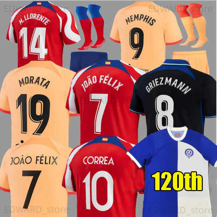 

120TH special MEMPHIS soccer jerseys 22 23 morata griezmann 2022 2023 m llorente correa camiseta football shirts kids kit atletico madrids de Paul Carrasco Lemar