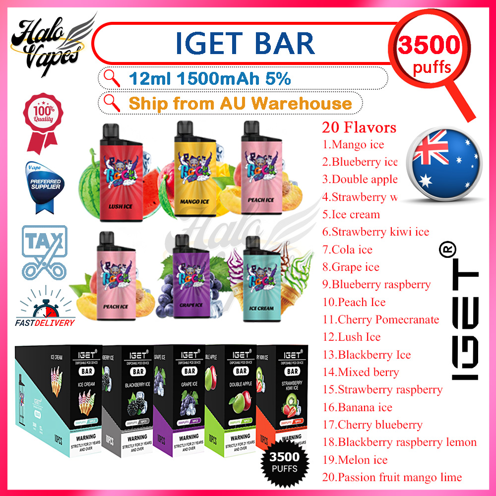 Authentic IGET Bar 3500 Puff Disposable Vape Pen 5% Mesh Coil 12ml Pre-filled Pod 1500mAh Battery E Cigarettes 20 Flavors In Stock VS Elf Puffs 5k 